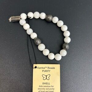 Karma Beads Purity Bracelet - White and Gray